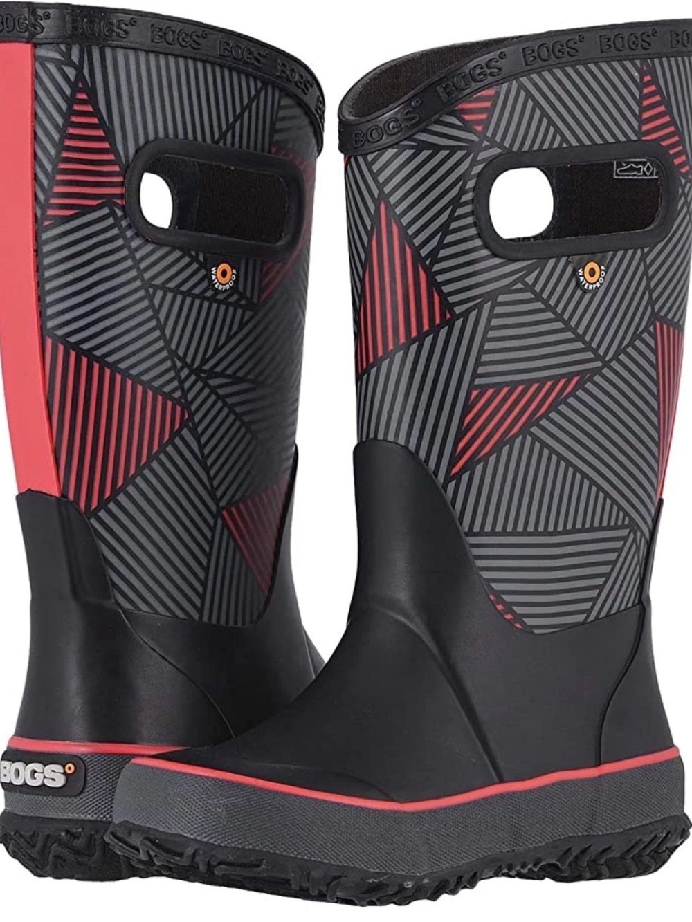 Bogs Kids Black & Red Geometric Mid-Calf Rain Boots